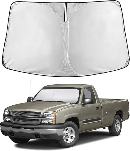 EcoNour Windshield Sun Shade for Chevrolet Silverado 1500 1999–2006 | Front Window Sunshade | Foldable Car Sun Protector | Blocks UV Rays & Keeps Interior Cooler
