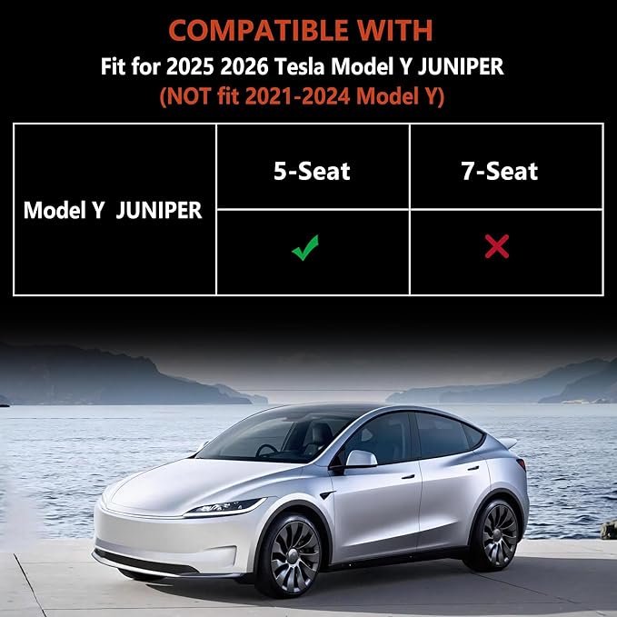 KARPAL Floor Mats for Tesla Model Y Juniper 2025 2026 5-Seater (Not Fit 7 Seats), All Weather TPE Floor Liners Front & Rear Trunk Cargo Liners Backrest Mats，Model Y Juniper Accessories 6PCS