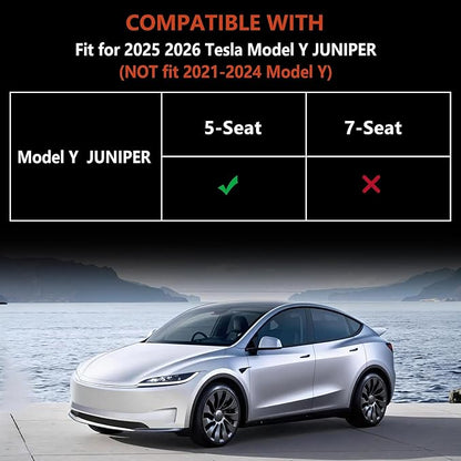 KARPAL Floor Mats for Tesla Model Y Juniper 2025 2026 5-Seater (Not Fit 7 Seats), All Weather TPE Floor Liners Front & Rear Trunk Cargo Liners Backrest Mats，Model Y Juniper Accessories 6PCS