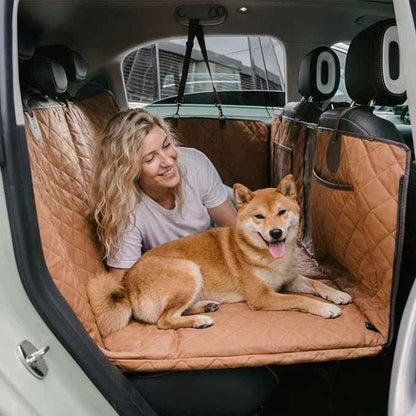 FUNNY FUZZY Dog Car Seat Cover, Back Seat Extender for Dogs - 420Lb Hard Bottom Waterproof Pet Car Seat Cover, 600D Heavy Duty Pet Hammock with Non-Slip Bottom for Cars, SUV, Trucks
