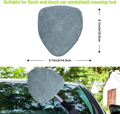 XINDELL 5 Pack Microfiber Pads – Replacement Heads Cover for Xindell Windshield Cleaner Tools. Washable & Reusable Triangle Pads (Grey). Fits Window Reach Tool - Handle Not Included