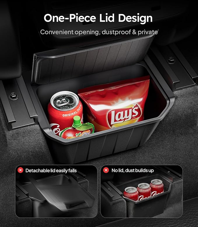 Wigoo Upgrade Tesla Model Y Accessories Rear Center Console Organizer [Partitioned Storage & Stable Installation] Backseat Storage Box for Tesla Model Y 2020~2025 (Not Fit Model Y Juniper)