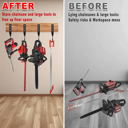 Chainsaw Hanger,Chainsaw Holder for Garage Wall Mount, Garage Storage Hooks for Chainsaw, Backpack Blower, Weed Eater & Tools,Rustproof Chainsaw Hook Organizes Tools, Saves Space(4 Pcs)