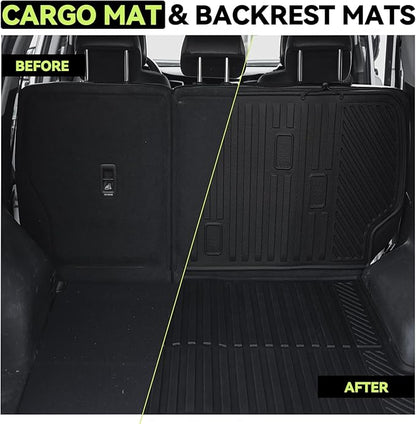 Tongama-Floor Mats for 2020-2026 Cadillac XT6 6 Seats with Bucket Seat, All Weather TPE Floor Liners & 2nd Backrest Mats & Trunk Mat with Backrest Mat for Cadillac XT6 Waterproof Interior Accessories