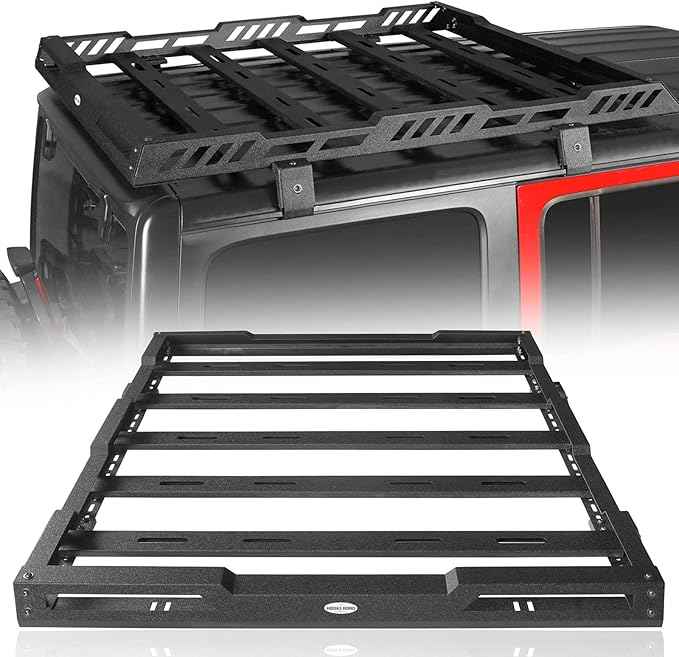 Hooke Road Overlanding Roof Rack for 2018-2026 Jeep Wrangler JL 2/4 Doors & Gladiator JT, Steel Cargo Basket for Jeep Hard Top Only