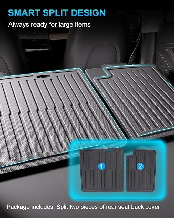 2nd Row Seatback Protector Compatible with Tesla Model 3 2018-2023 5 Seat Back Seat Cover All Weather Cargo Liner Model 3 Accessories | Custom Fit Trunk Protection (2PCS Backrest Protector)