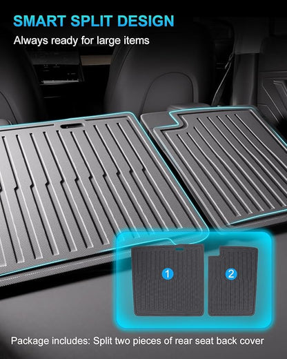 2nd Row Seatback Protector Compatible with Tesla Model 3 2018-2023 5 Seat Back Seat Cover All Weather Cargo Liner Model 3 Accessories | Custom Fit Trunk Protection (2PCS Backrest Protector)