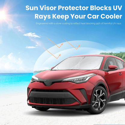 Custom Fit CHR Windshield Sunshade for 2018 2019 2020 2021 Toyota CH-R C-HR CHR, XLE Premium Car Accessories Front Window Reflective Shield Cover for Windshield Sun Visor Protector Block UV Rays