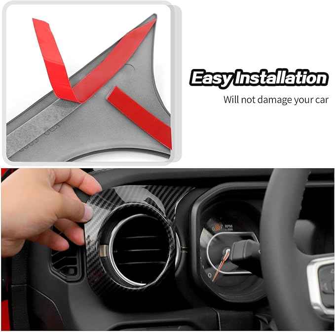 JeCar 2pcs for 2024+ Jeep Wrangler JL Interior Accessories Center Console Dash Panel Cover Trim (Carbon Fiber)