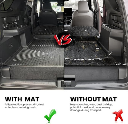 LASFIT Cargo Mat & Backrest Mats for Toyota 2025-2026 4Runner Hybrid(Not Fit Gasoline), All Weather TPE Custom Fit Easy Clean Trunk Mat for 4 Runner 2025 2026 6th gen Hybrid Trunk Mat, Black