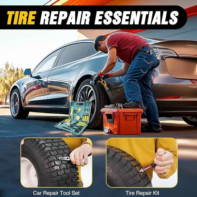 Nilight Car Emergency Kit with Jumper Cable Air Compressor Tire Repair Essential Tools First Aid Alligator Connector Electrical Kit for Travel Camping Outdoor Cars Truck SUV RV