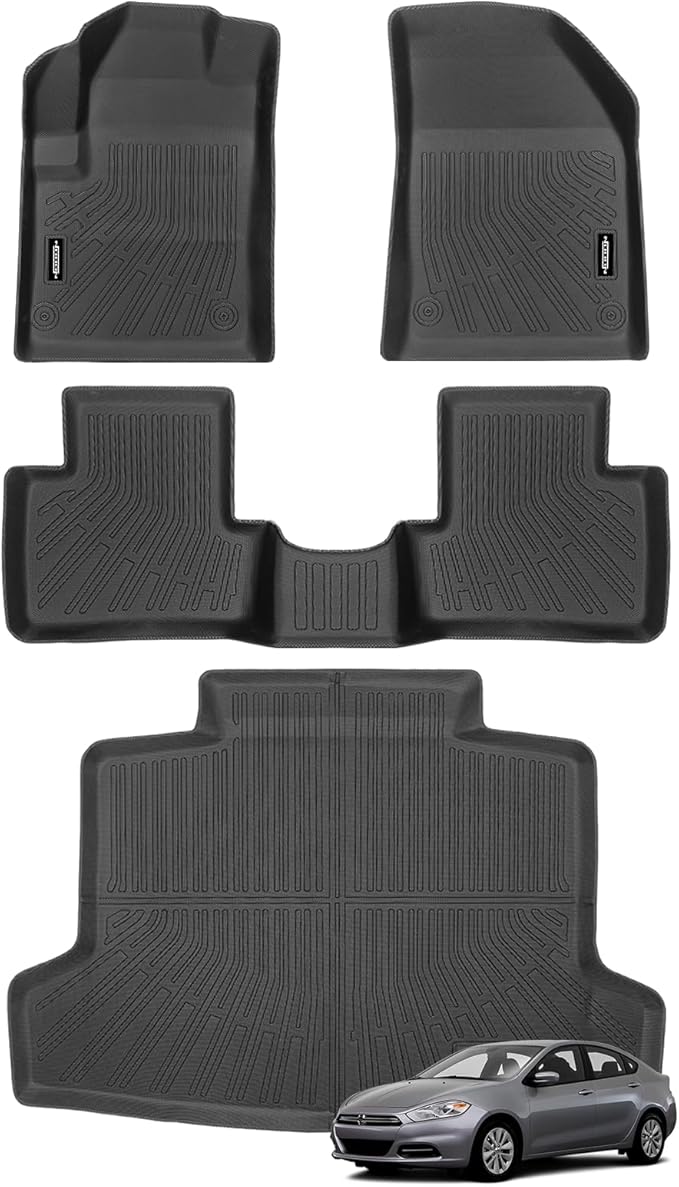 Custom Fit Floor Mats for Dodge Dart 2013-2016, All Weather TPE Floor Liners with Trunk Mat, Odorless Full Set Interior Accessories