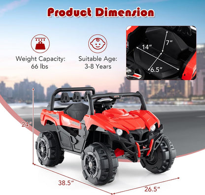 OLAKIDS 12V Ride on Car UTV, Battery Powered Off-Road Kids Electric Vehicles with Remote Control, Music, Horn, MP3, Lights, 3 Speeds, Soft Start, Ride on Truck for Boys Girls (Red)