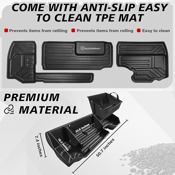 Under Seat Storage Box for 2019-2025 2026 Chevy Silverado 1500/2500/3500HD (No fit for Rear Kicker Subwoofer) Upgrade Detachable Custom Fit Rear Underseat Organizer with TPE Mat