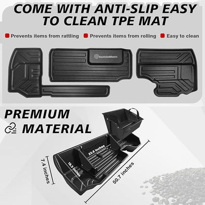 Under Seat Storage Box for 2019-2025 2026 Chevy Silverado 1500/2500/3500HD (No fit for Rear Kicker Subwoofer) Upgrade Detachable Custom Fit Rear Underseat Organizer with TPE Mat
