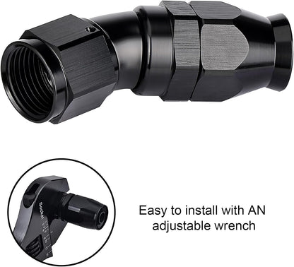 EVIL ENERGY 10AN 30 Degree PTFE One Piece Full Flow End Hose Fitting Aluminum Black