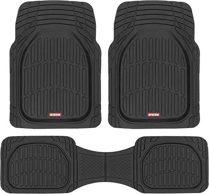 Motor Trend FlexTough Floor Mats for Cars, Black Deep Dish All-Weather Car Mats, Waterproof Trim-to Fit Automotive Floor Mats for Cars Trucks SUV, Universal Floor Liner Car Accessories