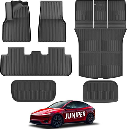 KARPAL Floor Mats Fit for Tesla Model Y Juniper 2025 2026 5-Seat (Not Fit 7 Seats), TPE All Weather Floor Mats & Trunk Mats Backrest Mat 6-PCS for Model Y Juniper Accessories