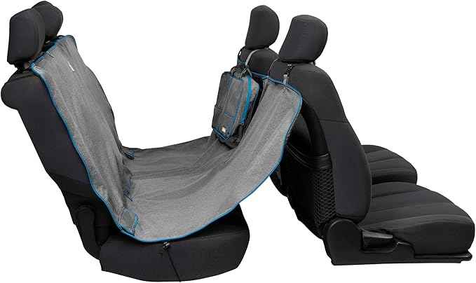 Kurgo Heather Hammock - Full Seat Dog Hammock for Secure Pet Travel - Waterproof & Stain Resistant Cover - Backseat Divider - Dog Car Seat Protector - Heather Gray