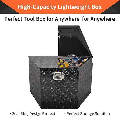 29 Inch Aluminum Trailer Tongue Tool Box 5 Bar Tread Wide Utility ToolBox for Pick Up Truck RV Storage Organizer Tool Box with Lock and Keys - 29"X16.5"X18" Black