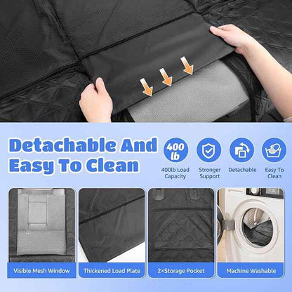 Nobleza Dog Car Seat Cover for Large Dogs, Hard Bottom Waterproof Backseat Extender with Mesh Window & Pocket, 400lbs Heavy Duty Anti-Scratch Non-Slip Pet Hammock for SUV Truck Cars