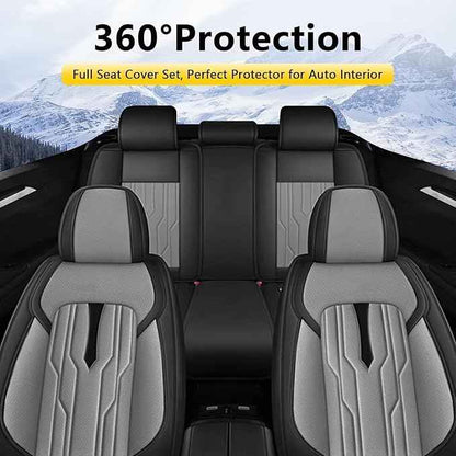 YORKENIC Fit for GMC Terrain Seat Covers Front Set 2010-2025 2026: Breathable Leather Car Seat Covers Compatible Airbag (2 Front Set, Black & Grey)