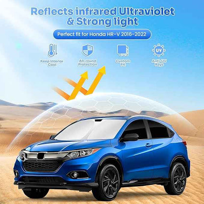 Window Shades for Honda HRV 2016-2022 HR-V Accessories Windshield Sun Shade Side Rear Window Cover Sunshade Sun Visor Shield Privacy Protection for Camping Keep Vehicle Cool Black 6PCS