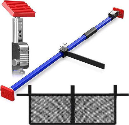 3-H Truck Cargo Bar, 43"-77" Adjustable Support Pole All Metal,Cabinet Jack,Truck Bed Divider with Self-Locking Spring Ratchet - Load Lock Bar for Vans, SUVs & Trucks,Blue, 1pc & Divider Bar+Net