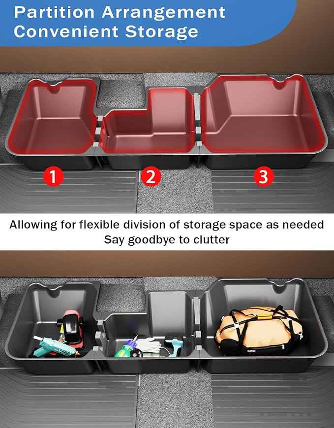 FengYu Under Seat Storage Box - Compatible with 2019-2026 Dodge Ram 1500 Crew Cab (New Body Style),Heavy-Duty Truck Organizer Under Back Seat Organizer Box