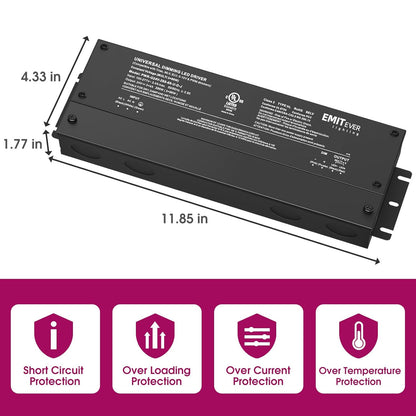 EMITEVER 288W Dimmable LED Driver, 24V 5-in-1 Dimmable Power Supply,3-Channels AC to DC Transformer for LED Light, Compatible with Lutron and Leviton Dimmer, Waterproof IP67 and UL Listed, Class 2