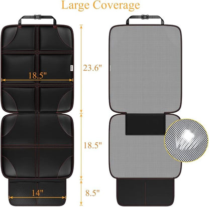 Meolsaek Car Seat Protector, Non-Slip Backing Will Not Leave Imprint, Waterproof Thicker Car Seat Cover for SUV, Sedan, Truck, Leather Car Seat Cushion (Black with Red Stitching 1pc)