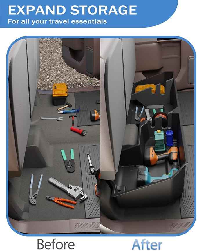 FengYu Under Seat Storage Box Compatible with 2019-2026 Chevy Chevrolet Silverado 1500/GMC Sierra 1500, 2020-2026 Silverado/Sierra 2500HD/3500HD Double Cab & Crew Rear Underseat Organizer Accessories