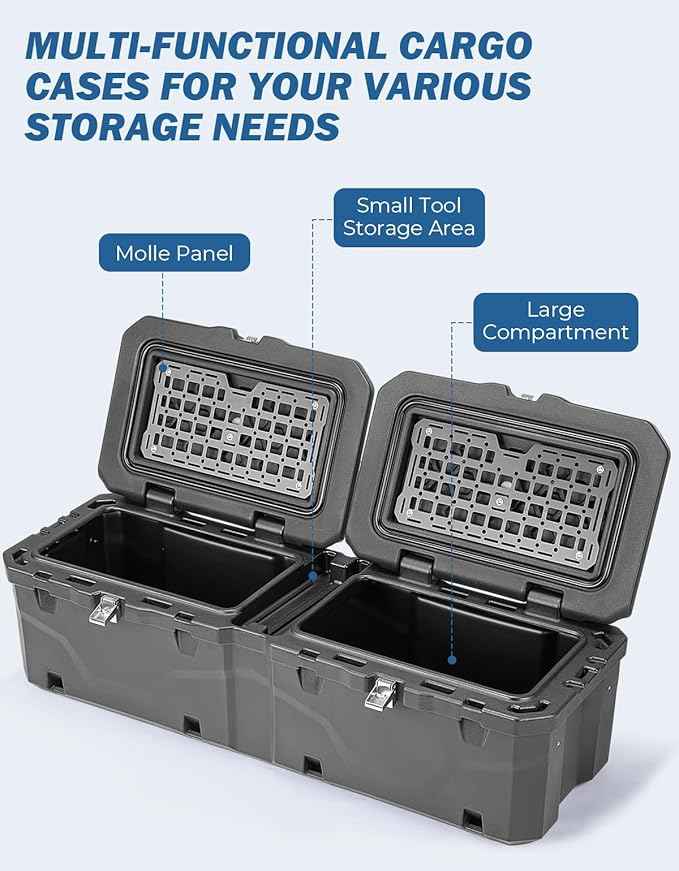 JOYTUTUS Lockable 160 Quart Truck Bed Tool Box, Waterproof Storage Box Truck Bed Cargo Case, Full & Mid Size Pickup Tool Box Toolbox Storage System