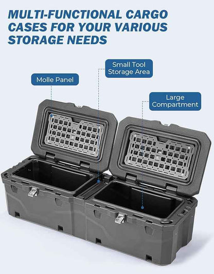 JOYTUTUS Lockable 160 Quart Truck Bed Tool Box, Waterproof Storage Box Truck Bed Cargo Case, Full & Mid Size Pickup Tool Box Toolbox Storage System