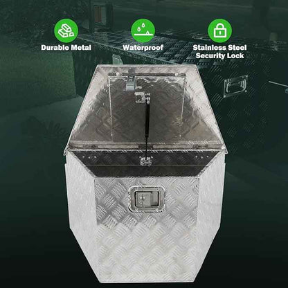 SCITOO 33 Inch Diamond Plate Truck Bed Tool Box,Aluminum Heavy Duty Crossover Storage for Most Full Size Pickups,Lockable Weatherproof Chest,Fits 33" Truck Beds,Easy Access to Load and Unload