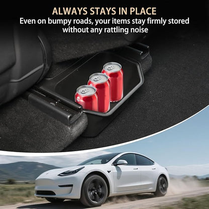 Rear Center Console Trash Can Garbage Bin For Tesla Model Y Juniper 2025 2026, Anti-Slip & Durable Under Seat Storage Box Organizer with Lid Cover for Model Y Juniper Interior Accessories (1 Pack)