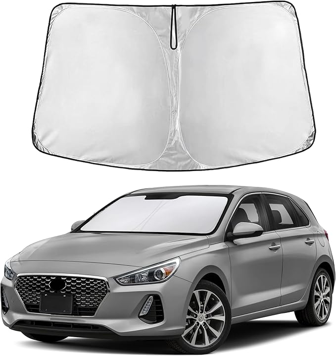 EcoNour Windshield Sun Shade for Hyundai Elantra 2017–2020 | Front Window Sunshade | Foldable Car Sun Protector | Blocks UV Rays & Keeps Interior Cooler