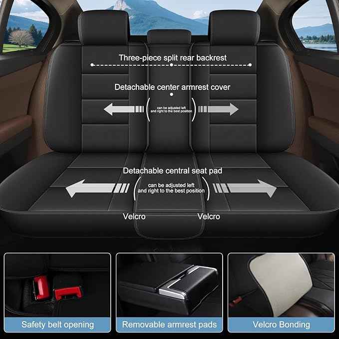 YORKNEIC Full Set Seat Covers Fit for Ford Explorer 2004-2025 2026: Faux Leather Car Seat Covers - Waterproof Car Seat Protector(Black)