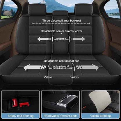 YORKNEIC Full Set Seat Covers Fit for Ford Explorer 2004-2025 2026: Faux Leather Car Seat Covers - Waterproof Car Seat Protector(Black)