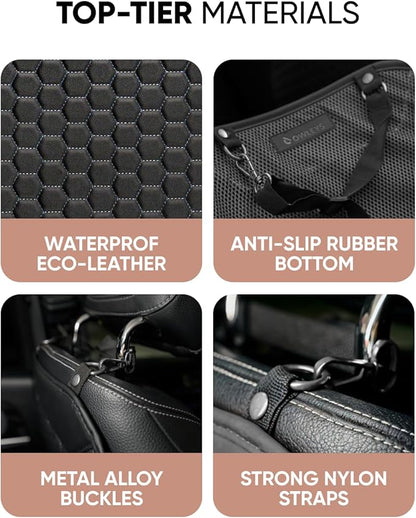 Owleys Kick Mat Back Seat Protector - Car Back Seat Cover for Kids Feet - Waterproof & Sturdy Protector for Upholstery from Dirt, Mud, Scratches and Stain (Black)