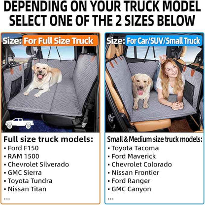 YJGF Dog Back Seat Extender for Truck,Truck Seat Cover Back Seat,Dog Hammock for Truck,Pet Seat Covers for Dogs,Hard Bottom Seat Extender for Dogs(Grey,for Full Size Truck)