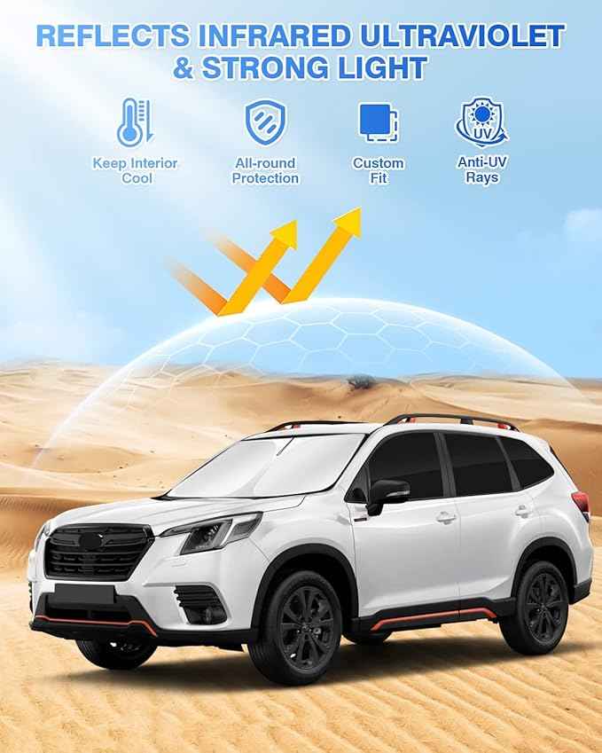 Sunshades for 2019-2024 Subaru Forester Accessories Windshield Sun Shade Side Rear Window Shade Cover Sun Visor Shield Privacy Protection Keep Vehicle Cool Black 8PCS