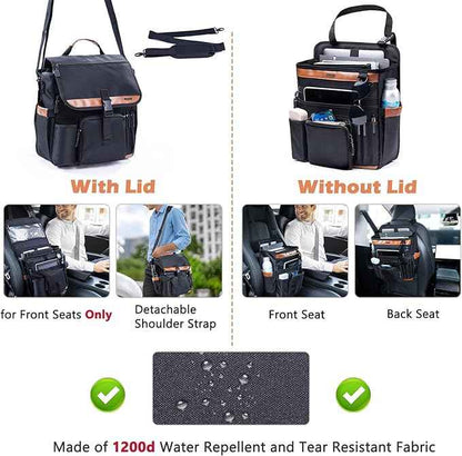 Car Seat Organizer with Laptop Compartment (Fits 15.6"), Front & Backseat Passenger Organizer with Adjustable Strap, Multiple Pockets, Portable Office Bag, Water-Resistant 1200D Polyester