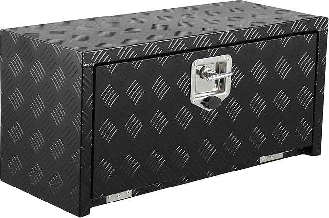 30 Inch Heavy Duty Aluminum Underbody Tool Box, Single Lock, Waterproof Square Truck Storage Chest for Pickup Bed, RV Trailer, Durable Organizer (30" X 12" X 14" - Black) – Rust-Resistant, Secure
