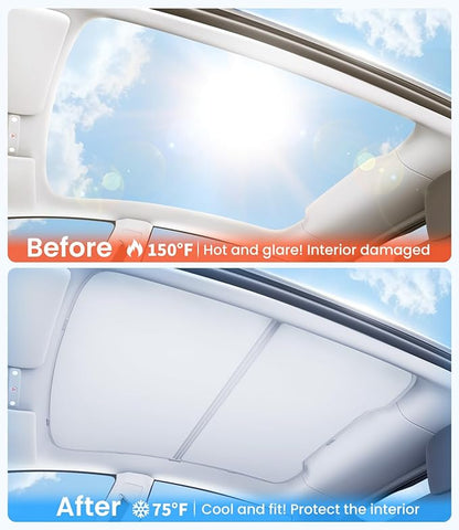Zanch 2025 Tesla New Model Y Juniper Accessories Sunshade Roof [Ice-Crystal Cooling Coatings, Heat Insulation] No Sag No Gaps Glass Roof Sun Shade for Model Y Juniper Accessories 2025-2026, Grey
