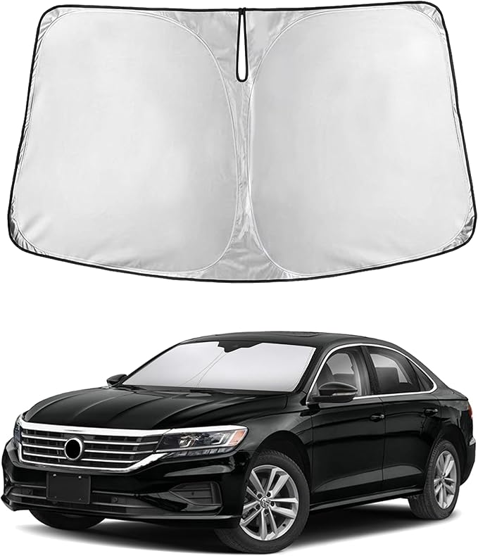 EcoNour Custom Windshield Sun Shade for Volkswagen Passat 2012–2022 | Midsize Sedan Front Window Heat & UV Shield | Foldable Multi-Layer Sun Cover