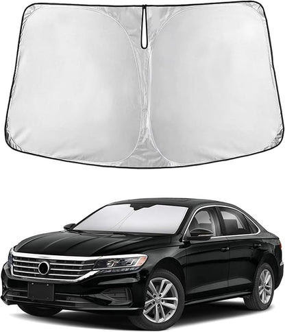 EcoNour Custom Windshield Sun Shade for Volkswagen Passat 2012–2022 | Midsize Sedan Front Window Heat & UV Shield | Foldable Multi-Layer Sun Cover