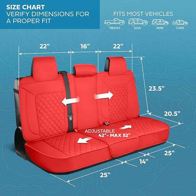 Prestige Edition Napa Leather Seat Covers Full Set – Red Car Seat Covers Front Seats and Back Car Seat Protector, Waterproof and Universal Fit for Most Small to Medium Autos, Trucks & SUVs