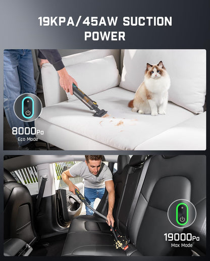 Fanttik Slim V8 APEX Car Vacuum, 4-in-1 Portable Mini Cordless Vacuum with 19000pa Suction Power, Type-C Charge, 2 Suction Modes, Handheld Vacuum for Car, Office Desk, Keyboards (Gray)