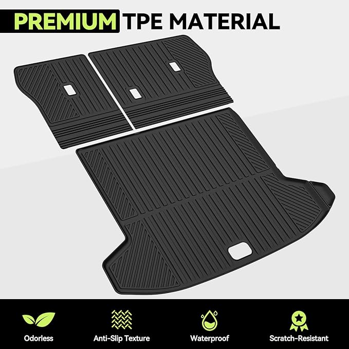 Cargo Mat for 2013-2024 Toyota 4Runner 5-Seater, All Weather TPE Cargo Liner and Backrest Mats Protectors for Toyota 4Runner Trunk Mat Accessories